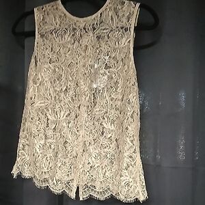 💋Ellen Tracy Cream Embellished Sleeveless Blouse💋